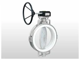 Handle & Worm Gear Operated FEP PFA Lined & Teflon Muffler Butterfly Valve