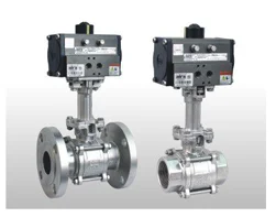 Pneumatic 3 Piece Design Extended Shaft Ball Valve