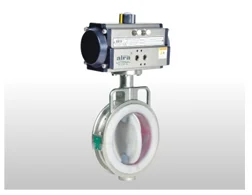Pneumatic Actuator PFA PTFE Lined Butterfly Valve