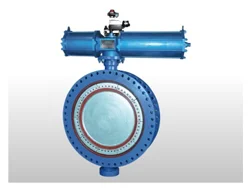 Pneumatic Rotary Actuator Double Flange MS Fabricated Butterfly Valve