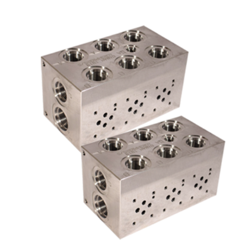 Hydraulic manifold steel blocks