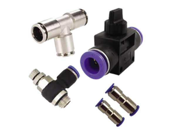 Air Flow Control Valve with Push To Connect Fitting, In Line Speed Controller
